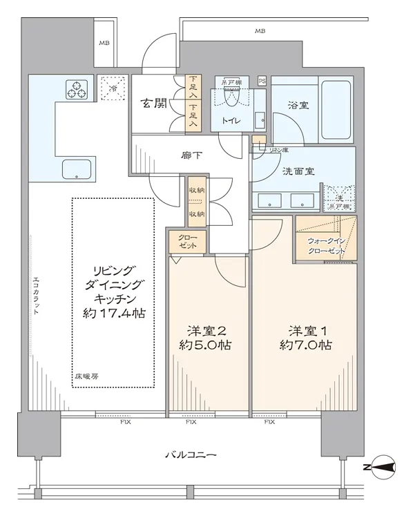 M.M.タワーズ the EAST 18階の間取図